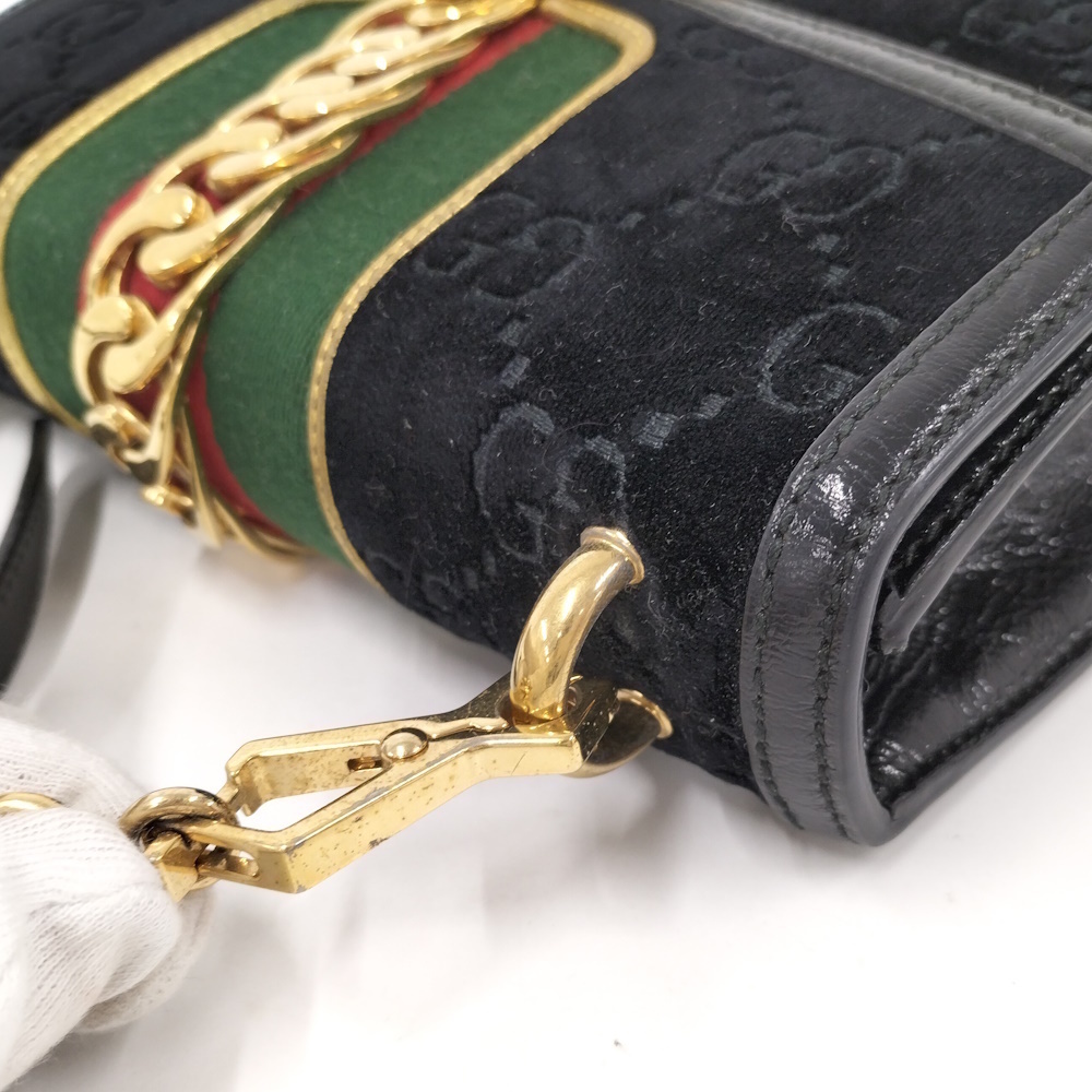 GUCCI Shoulder Bag Sherry Suede Black - Picture 6 of 10